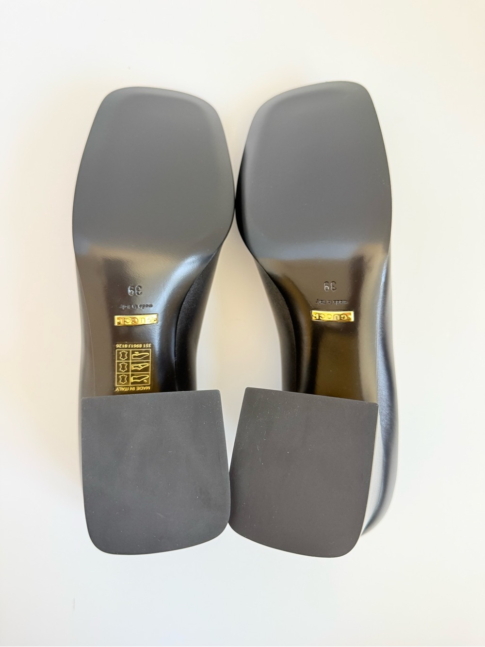 Gucci Malaga Kid Leather baby Horsebit Pumps Black Gold Block Heel EU 39 New - Picture 8 of 11